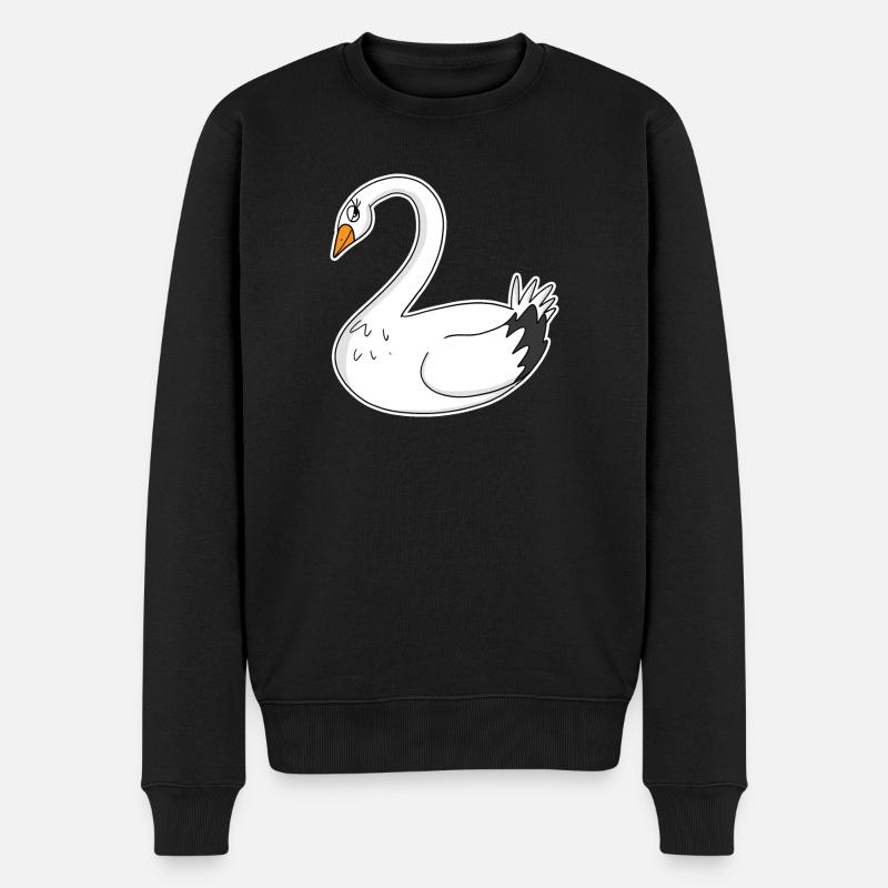 Schwan - Männer Premium Bio Pullover - Schwarz