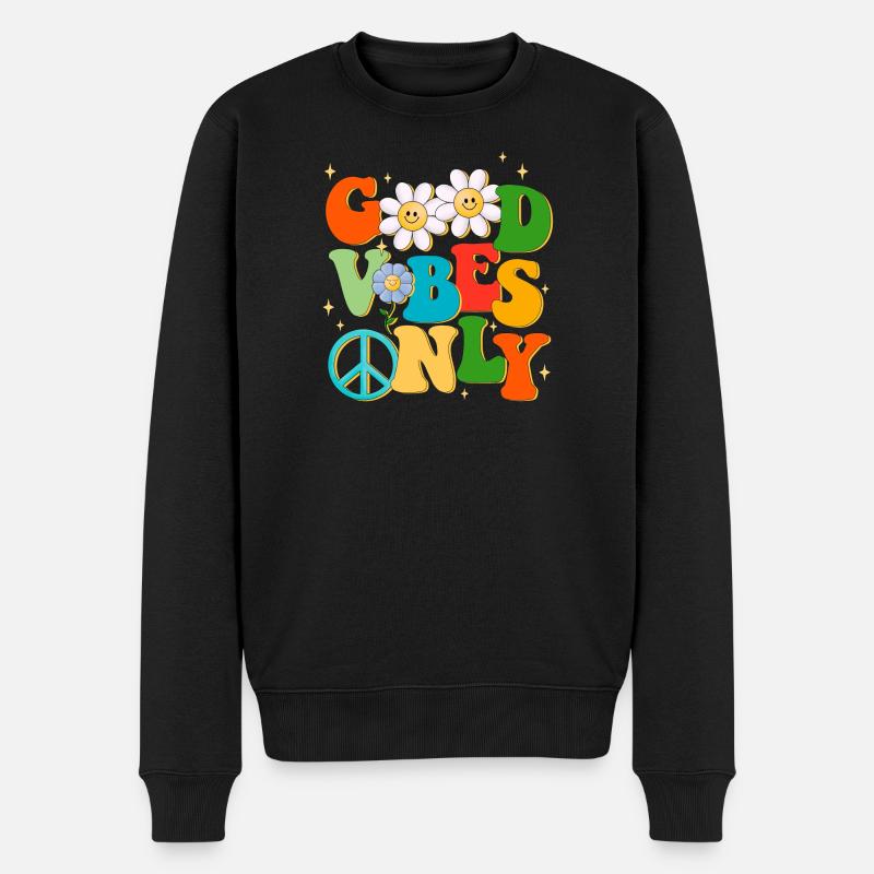 Gute Laune, Frieden und Liebe, Sommer - Männer Premium Bio Pullover - Schwarz