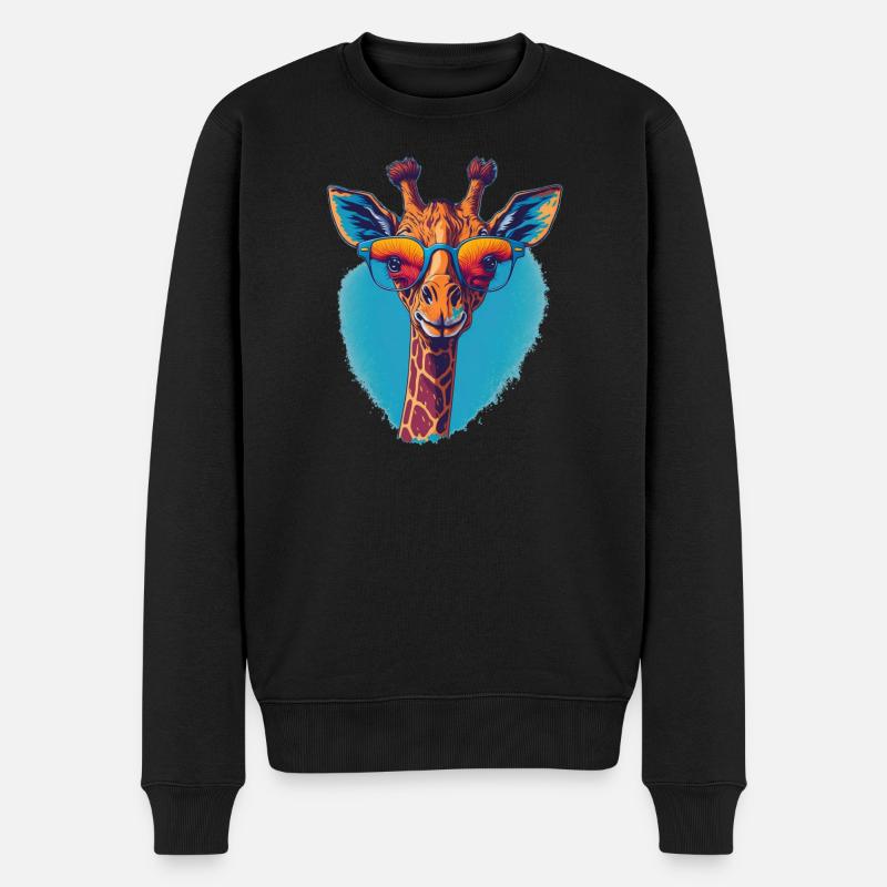 Giraffe mit Durchblick - Männer Premium Bio Pullover - Schwarz