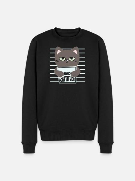 chat, chat mignon, chat doux, cat - Pull Premium bio Homme - noir