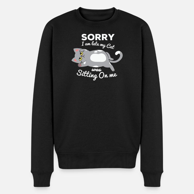 nicht morgens, zu spät kommen, den Wecker verpassen - Männer Premium Bio Pullover - Schwarz