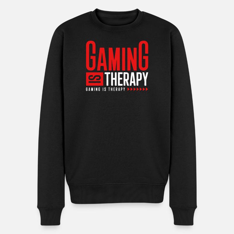 GAMING IST THERAPIE - Männer Premium Bio Pullover - Schwarz