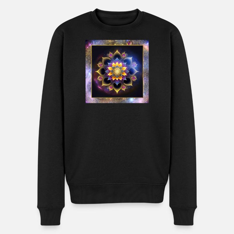 Mandala Lotusblume - Männer Premium Bio Pullover - Schwarz