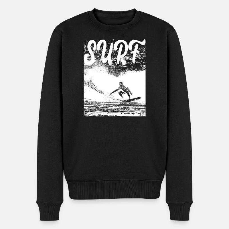 SURFEN - Männer Premium Bio Pullover - Schwarz