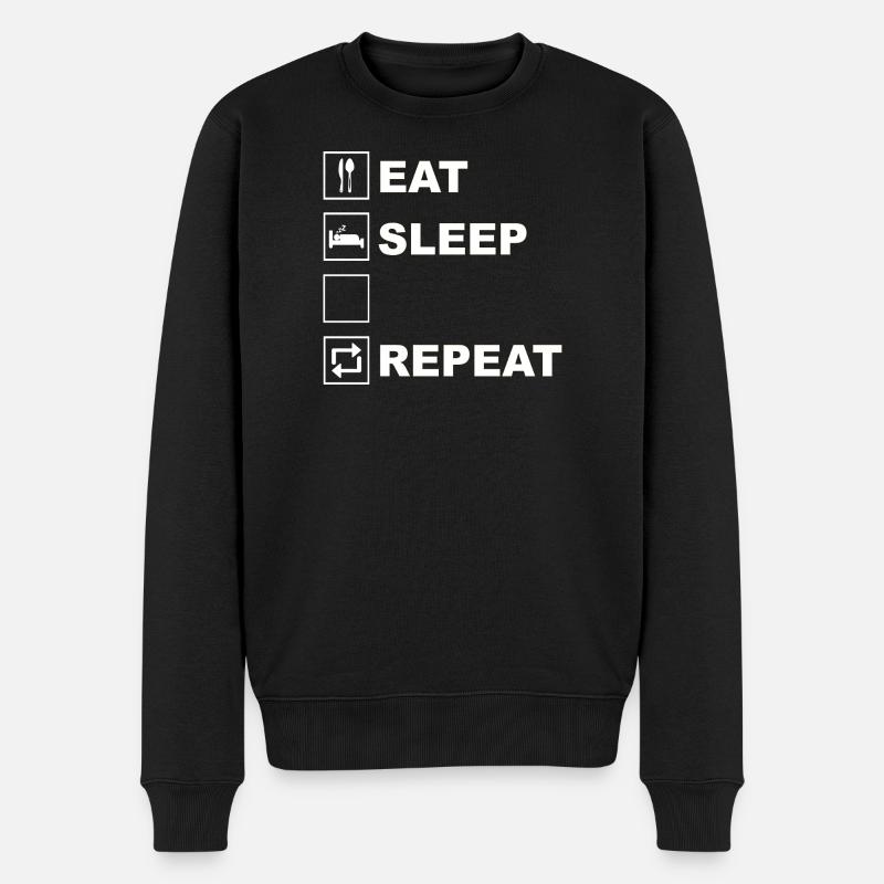 Eat Sleep Repeat Icon Layout - Männer Premium Bio Pullover - Schwarz