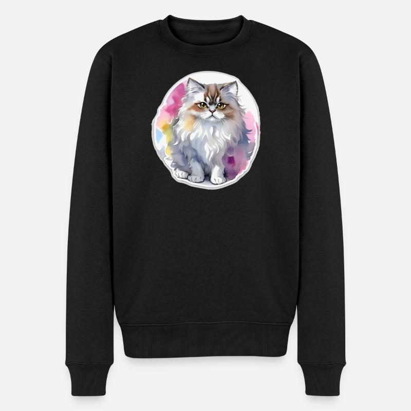 Chat persan - Pull Premium bio Homme - noir