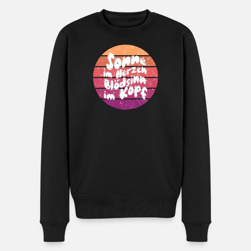 Sonne im Herzen Retro Kreis - Männer Premium Bio Pullover - Schwarz