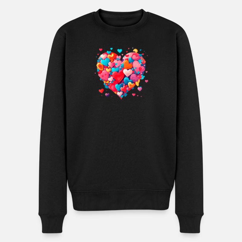 Liebe Herz - Männer Premium Bio Pullover - Schwarz