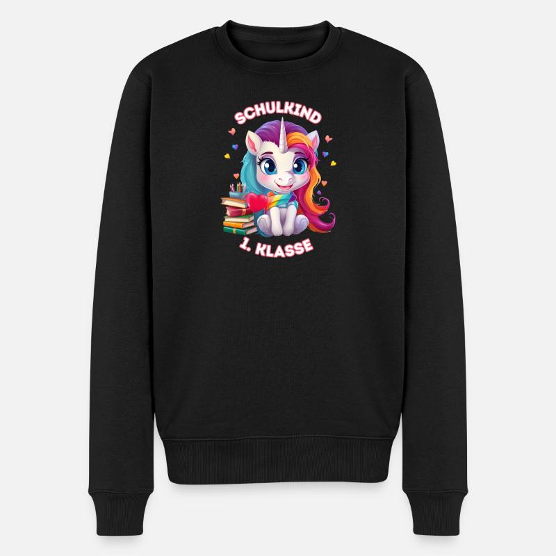 Schulkind Einhorn 1 Klasse - Männer Premium Bio Pullover - Schwarz