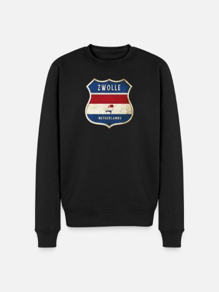 Zwolle Niederlande Wappen Design - Männer Premium Bio Pullover - Schwarz