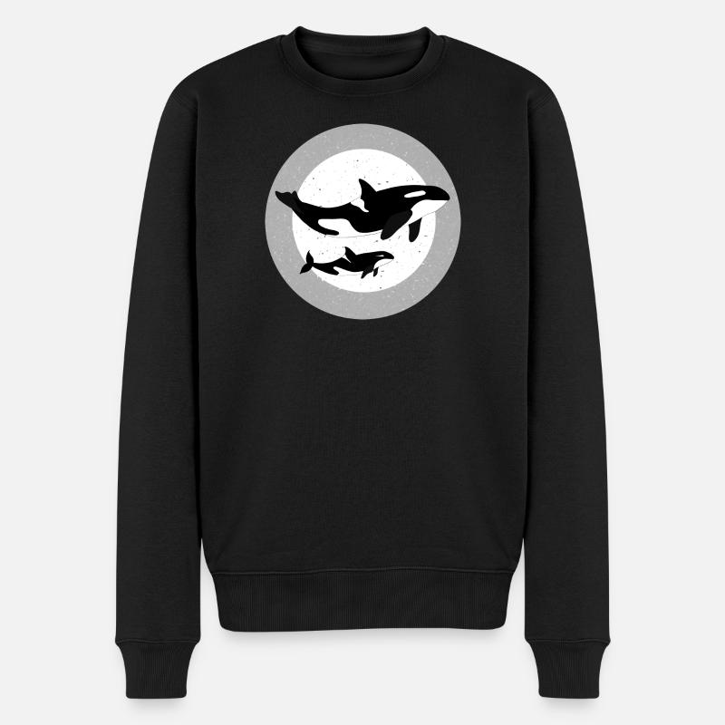 Baleine et Orque Illustration - Pull Premium bio Homme - noir