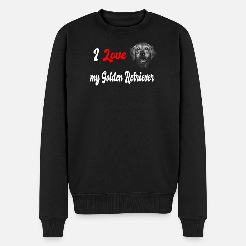 Ich liebe mein Golden Retriever - Männer Premium Bio Pullover - Schwarz