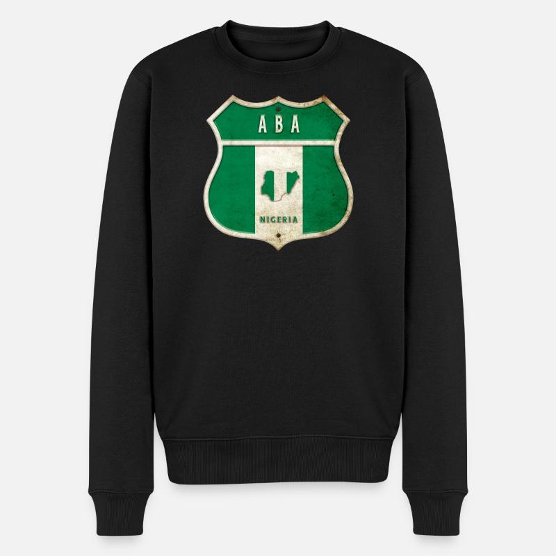 Aba Nigeria Flaggen Wappen Design - Männer Premium Bio Pullover - Schwarz