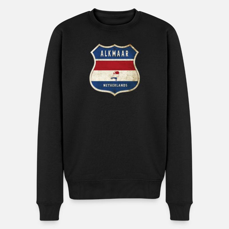 Alkmaar Niederlande Flaggen Wappen Design - Männer Premium Bio Pullover - Schwarz