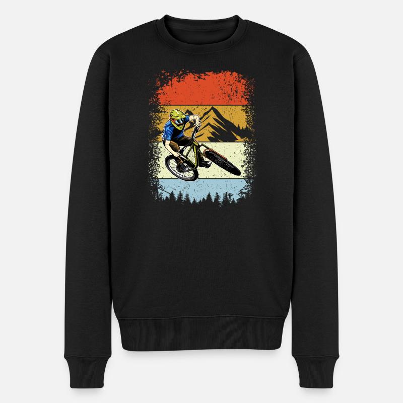 Rayures rétro Mountain Rider - Pull Premium bio Homme - noir