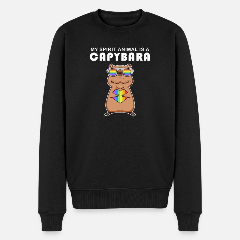 Capybara Wasserschwein Geschenk - Männer Premium Bio Pullover - Schwarz