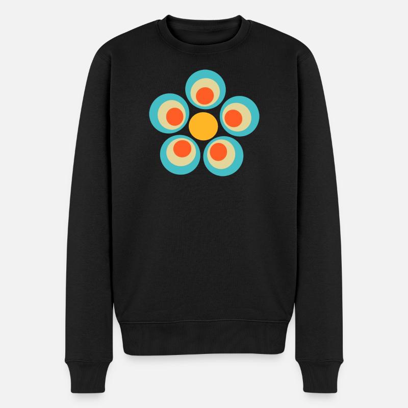 des années 70 motif de fleur - Pull Premium bio Homme - noir