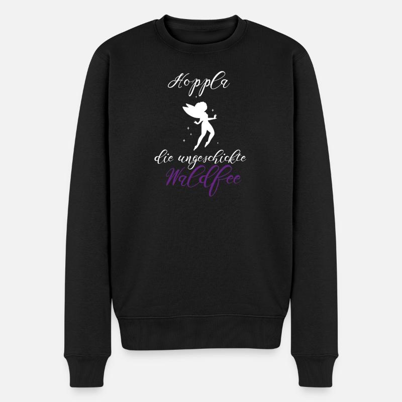 Waldfee Waldelf ungeschickt lustiger Spruch - Männer Premium Bio Pullover - Schwarz