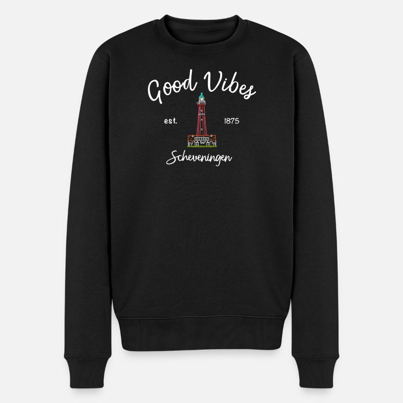 Scheveningen, La Haye, Pays-Bas, Phare - Pull Premium bio Homme - noir