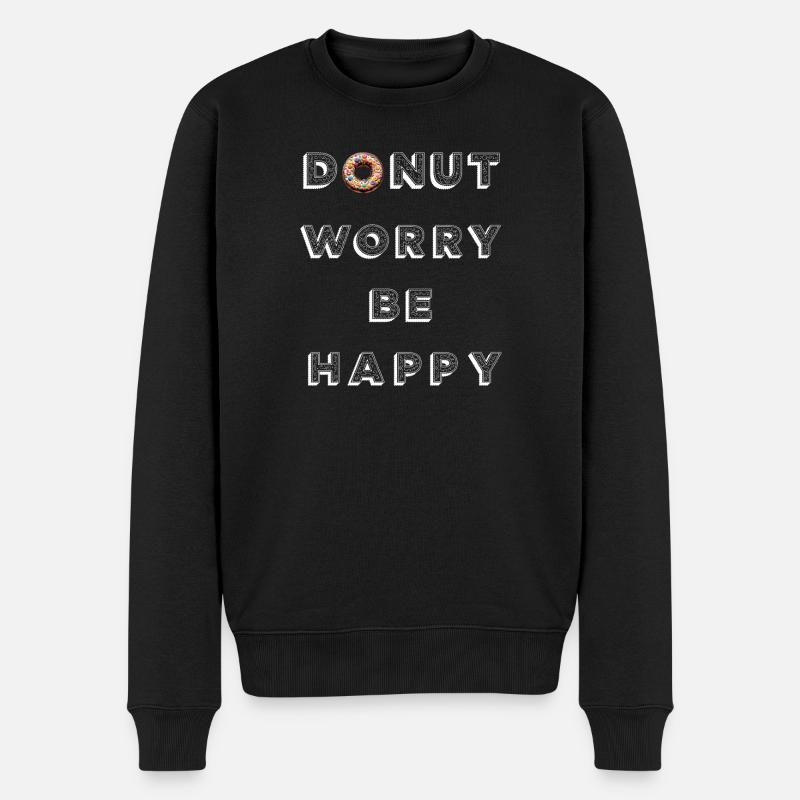 Donut-Sorge Sei glücklich - Männer Premium Bio Pullover - Schwarz