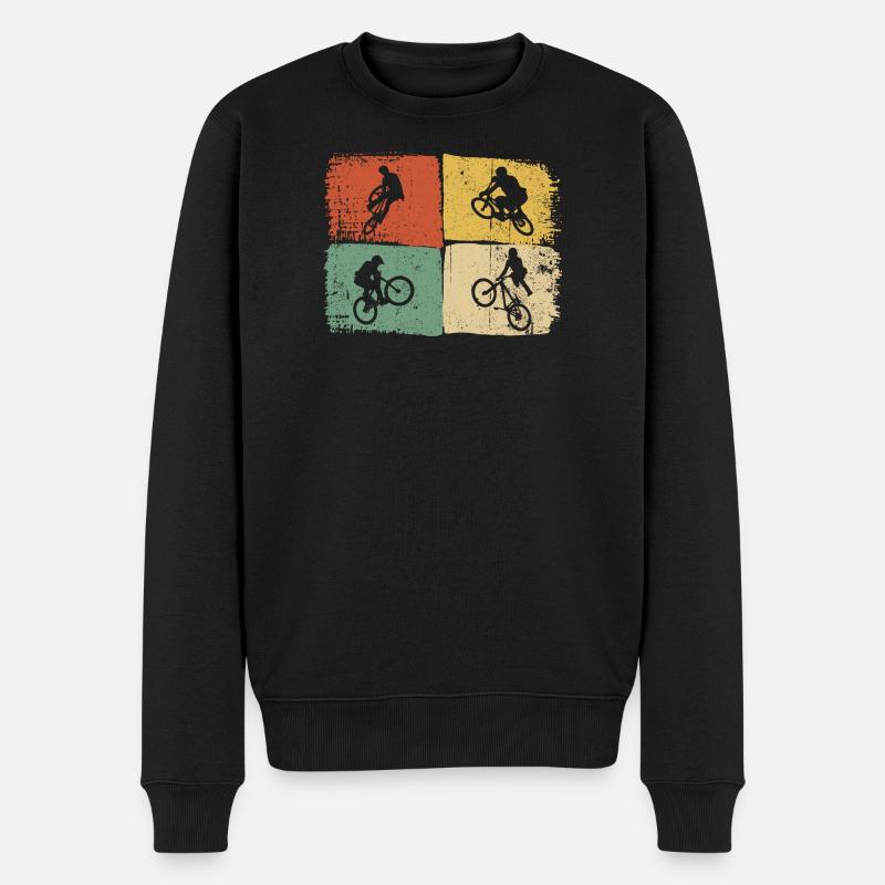 Quad-Silhouetten auf Farbblöcken - Männer Premium Bio Pullover - Schwarz