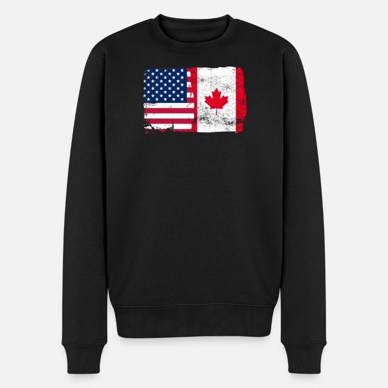 Sterne und Ahorn-Banner - Männer Premium Bio Pullover - Schwarz