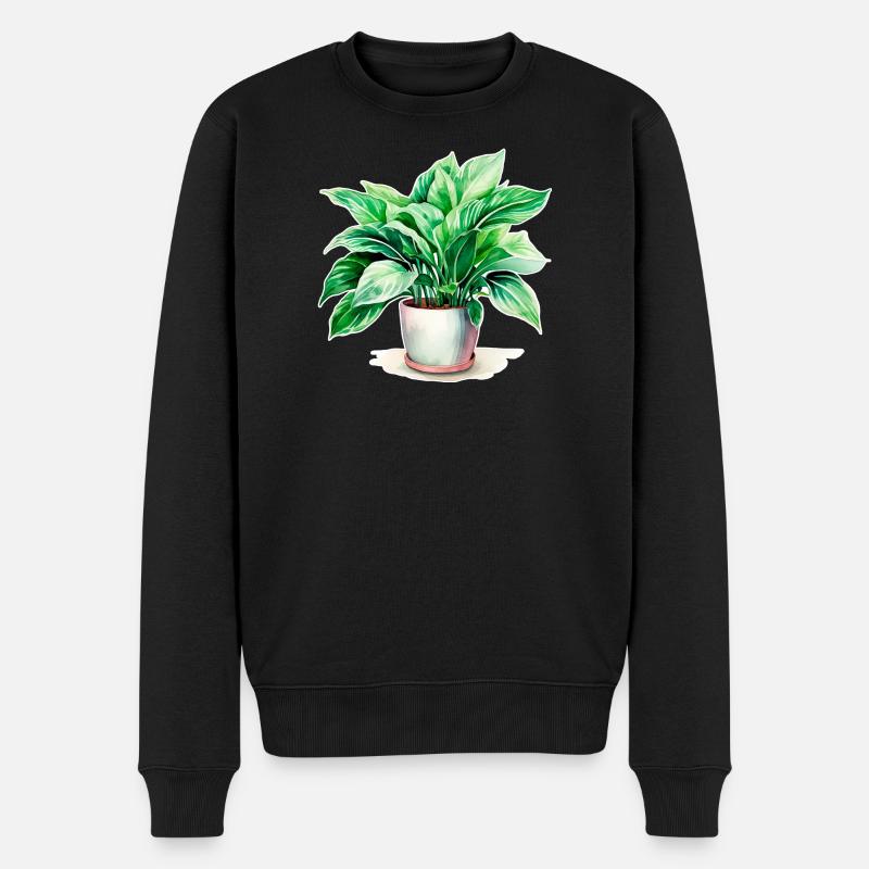 Aquarelles de plantes d’intérieur - Pull Premium bio Homme - noir