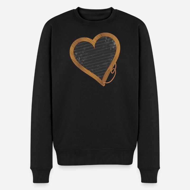 schwarze Schiefertafel in Herzform für Schulanfang - Männer Premium Bio Pullover - Schwarz