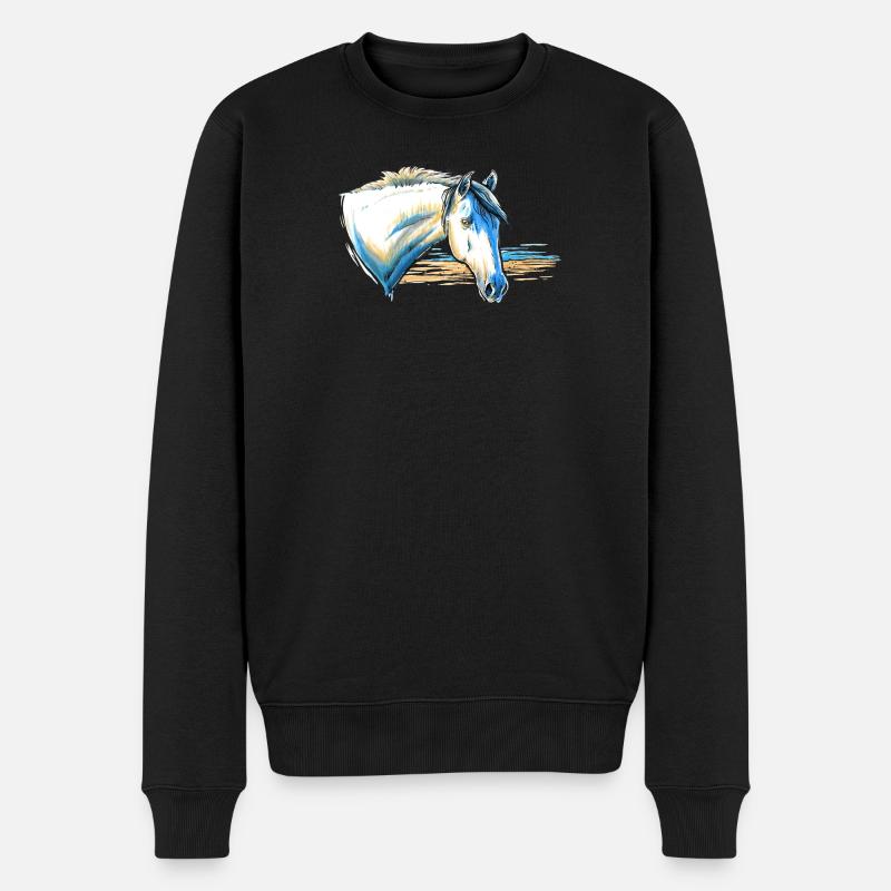 Pferd Portrait - Männer Premium Bio Pullover - Schwarz