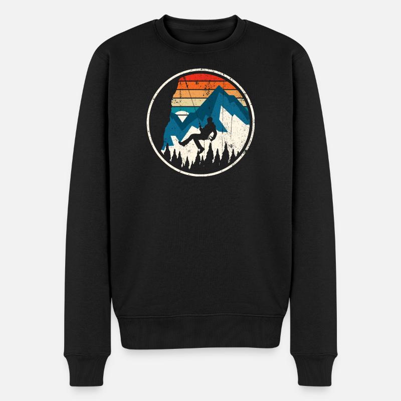 Alpiner Aufstieg in Sunset Stripes - Männer Premium Bio Pullover - Schwarz