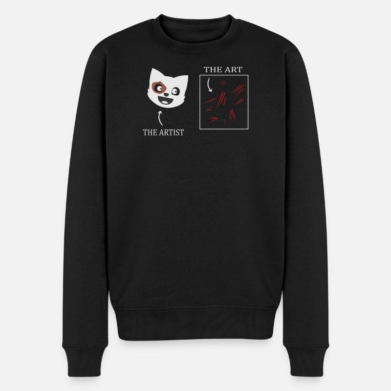 Katzen Kunst - Männer Premium Bio Pullover - Schwarz