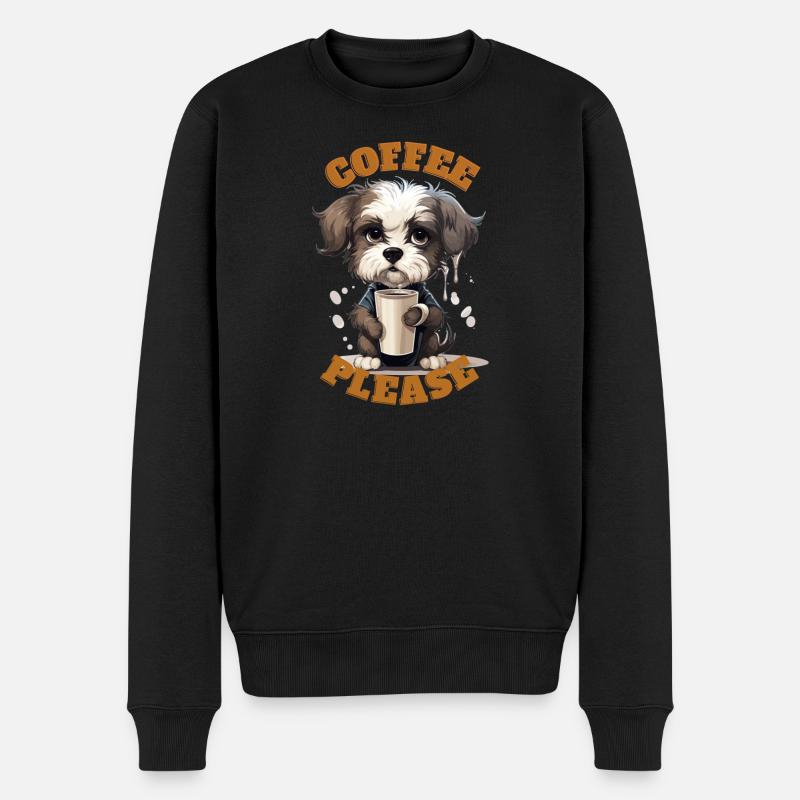 Coffee Please Dog - Männer Premium Bio Pullover - Schwarz
