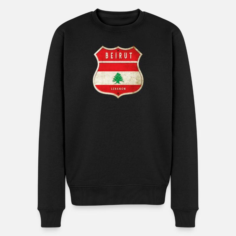 Beirut Libanon Wappen Flaggen Design - Männer Premium Bio Pullover - Schwarz
