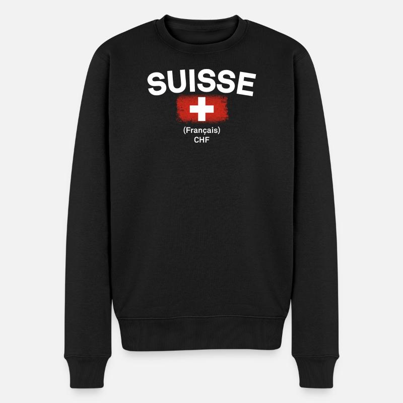 Drapeau suisse CHF Français - Pull Premium bio Homme - noir