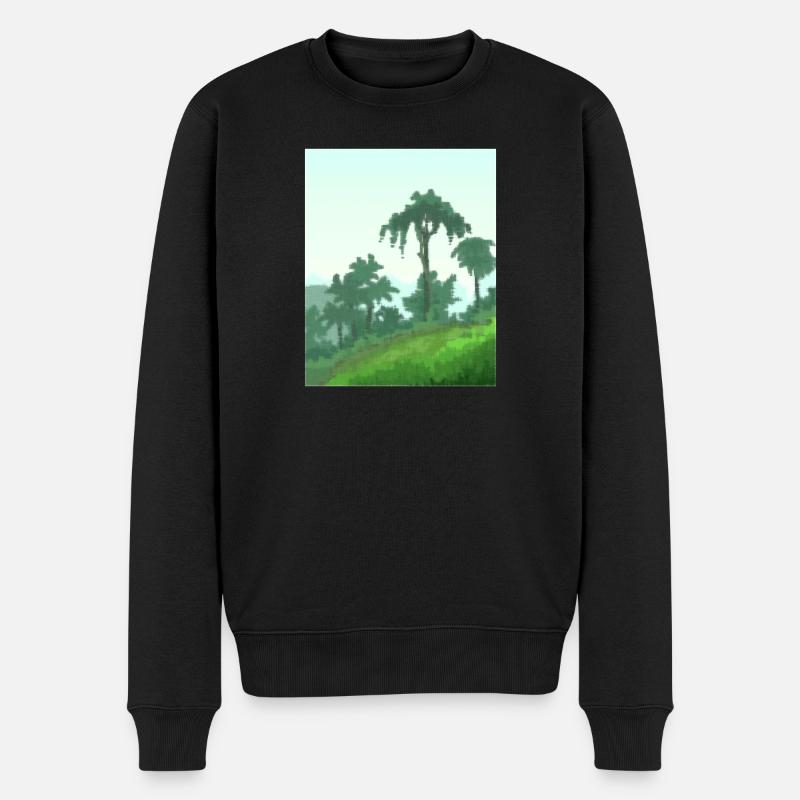 Palmen auf Leinwand - Männer Premium Bio Pullover - Schwarz