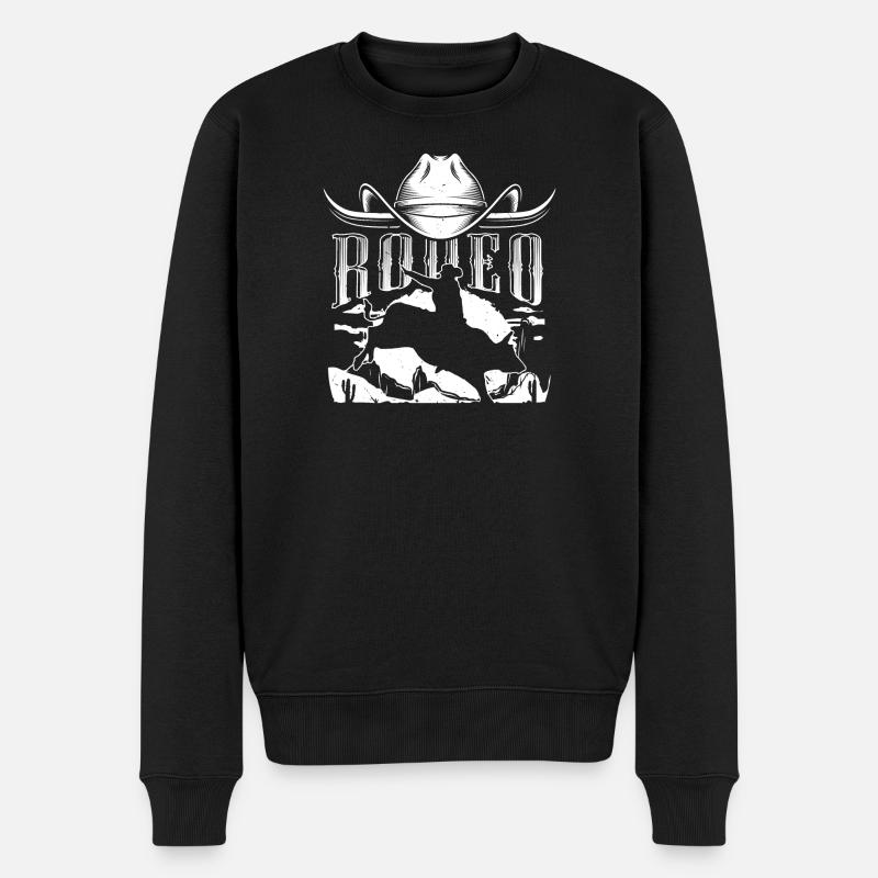 Rodeo Silhouette Bull Rider - Männer Premium Bio Pullover - Schwarz