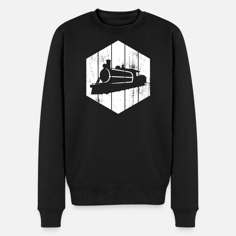 Dampflokomotive - Männer Premium Bio Pullover - Schwarz