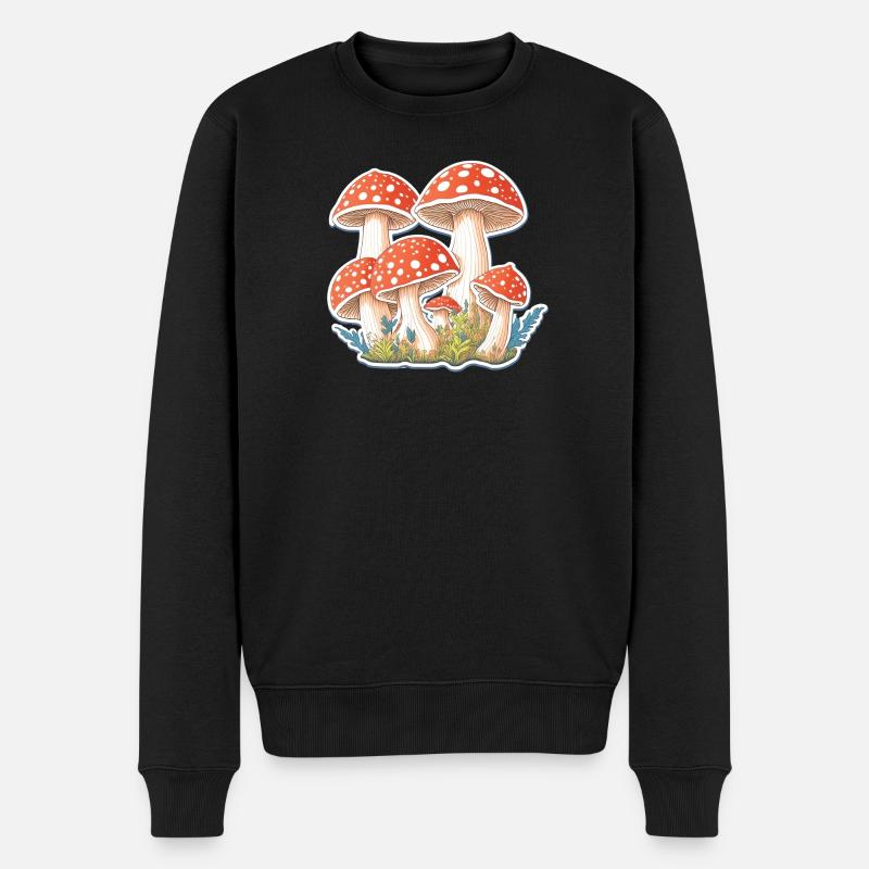 Toadstools, mushrooms - Men's Premium Organic Jumper - black