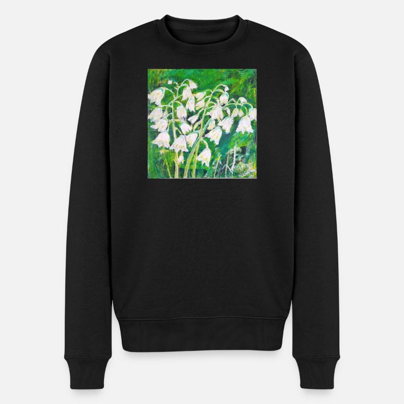 Maiglöckchen im impressionistischen Stil - Männer Premium Bio Pullover - Schwarz