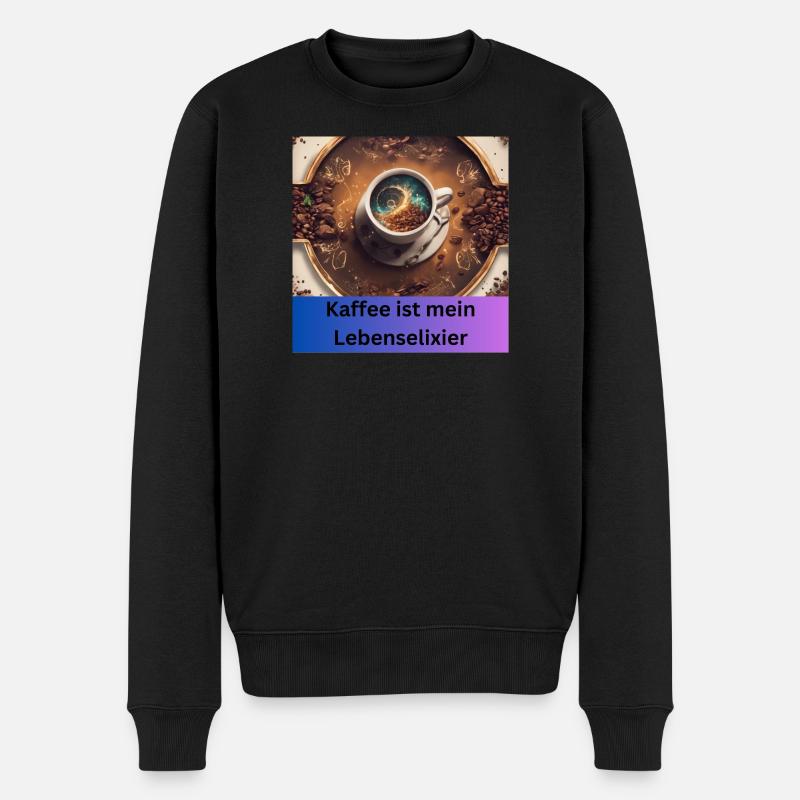 Kaffee ist mein Lebenselixier - Männer Premium Bio Pullover - Schwarz