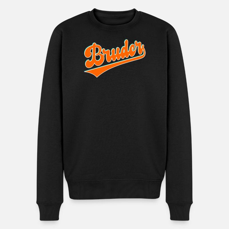 Schriftzug Bruder Familie - Männer Premium Bio Pullover - Schwarz