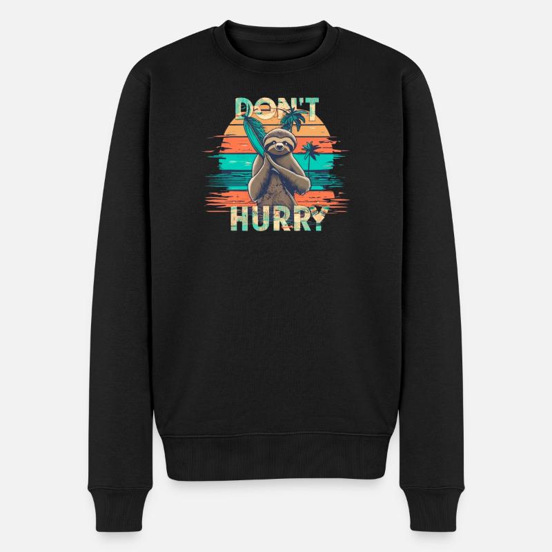 Faultier - Männer Premium Bio Pullover - Schwarz