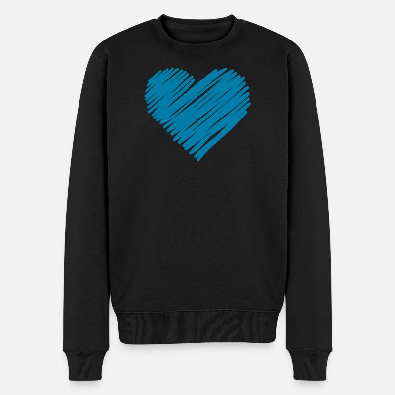 Blaues Pinselherz - Männer Premium Bio Pullover - Schwarz