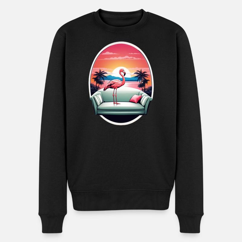 Flamingo Sofa - Männer Premium Bio Pullover - Schwarz