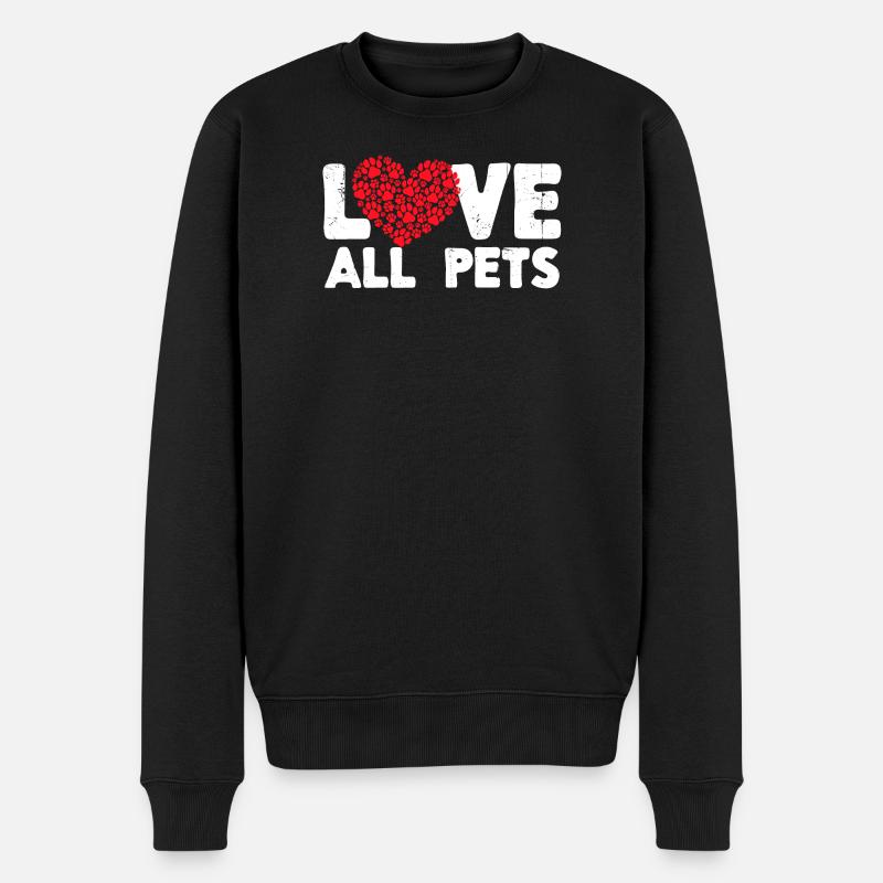 Ich Liebe Haustiere Herz Tiere Statement Heimtier - Männer Premium Bio Pullover - Schwarz