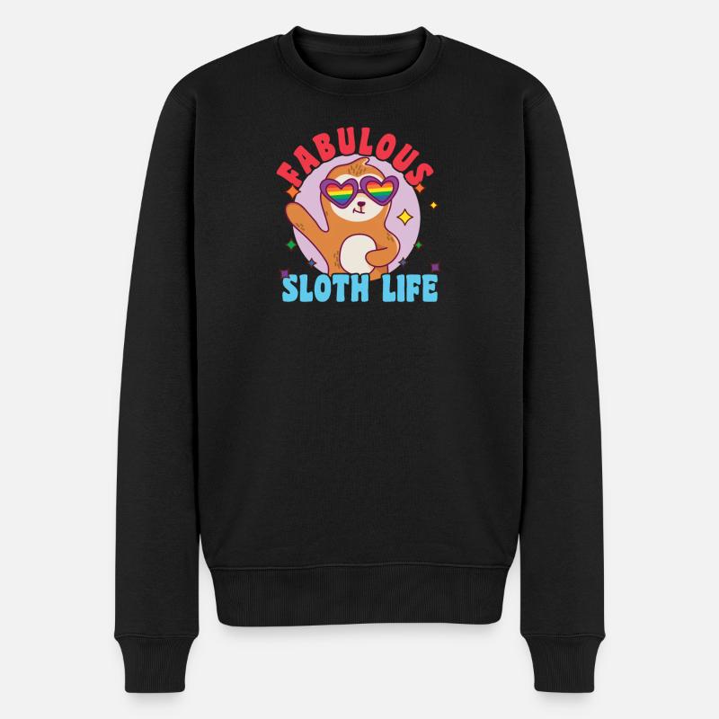 Fabelhaftes Faultier-Leben mit LGBT-Flagge - Männer Premium Bio Pullover - Schwarz