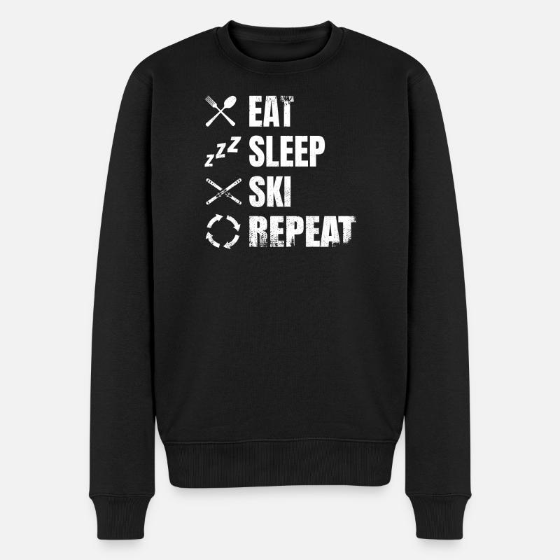 Lustiger Skifahrer - Männer Premium Bio Pullover - Schwarz