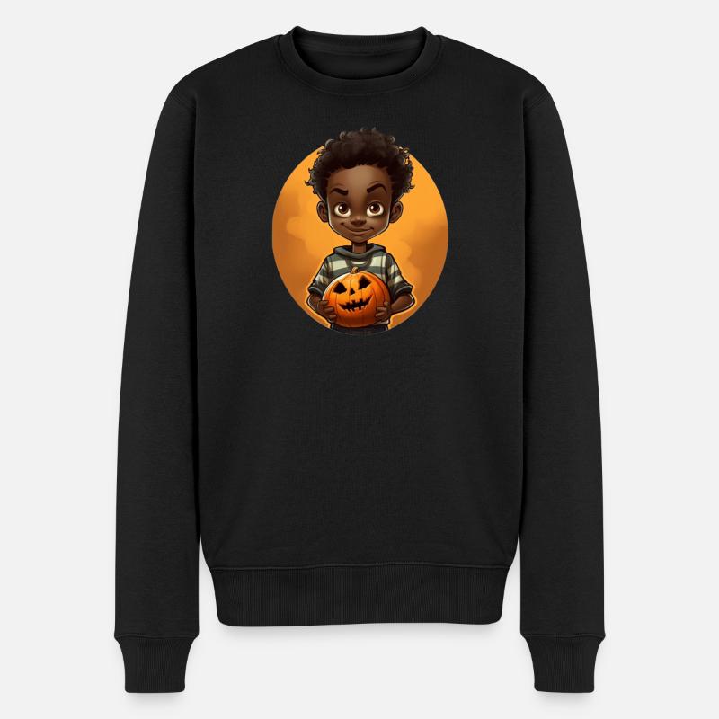 Mignon enfant d’Halloween avec citrouille - Pull Premium bio Homme - noir