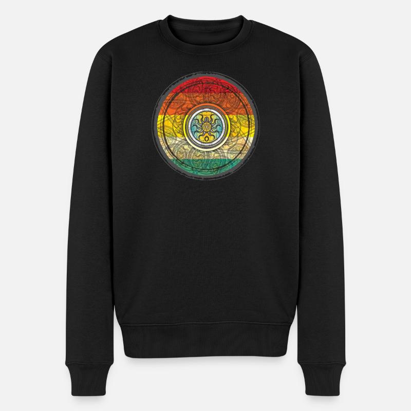 Kaleidoskopische Sonnenmuster Zusammenhang - Männer Premium Bio Pullover - Schwarz
