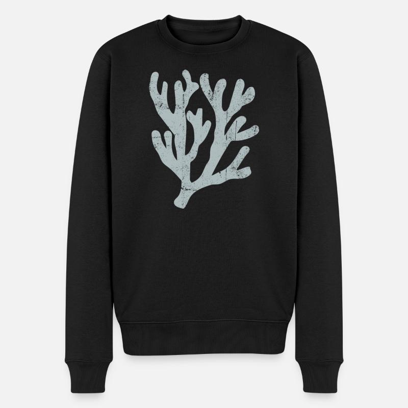 Pastellfarbene Korallenzweig-Silhouette - Männer Premium Bio Pullover - Schwarz